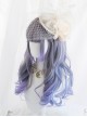 Blue-Purple Mixed Color Gradient Neat Bangs Long Curly Sweet Lolita Wig