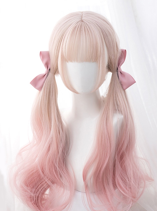 Golden Gradient Pink Natural Cute Sweet Internet Celebrity Air Bangs Sweet Lolita Wig