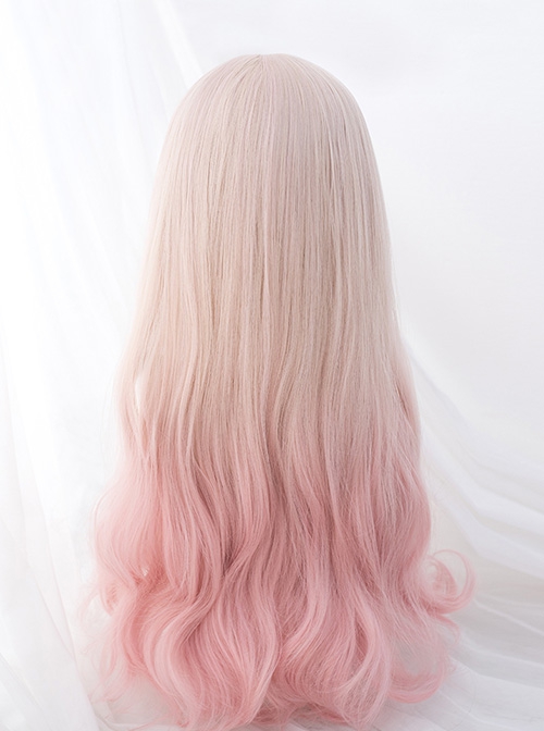 Golden Gradient Pink Natural Cute Sweet Internet Celebrity Air Bangs Sweet Lolita Wig