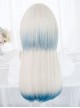 Internet Celebrity Cute Jellyfish Head Gradient Blue Long Straight Hair Sweet Lolita Wig