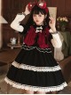 Wish Gift Box Series Cute Red Corduroy Vest Irregular Cuffs Lace Fake Three Pieces Classic Lolita Long Sleeve Dress Set