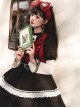 Wish Gift Box Series Cute Red Corduroy Vest Irregular Cuffs Lace Fake Three Pieces Classic Lolita Long Sleeve Dress Set