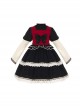 Wish Gift Box Series Cute Red Corduroy Vest Irregular Cuffs Lace Fake Three Pieces Classic Lolita Long Sleeve Dress Set