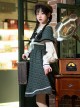 College Style Spring Retro Elegant Plaid Cloak Siamese Fake Three-Piece Design School Lolita Long-Sleeved Dress