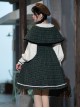 College Style Spring Retro Elegant Plaid Cloak Siamese Fake Three-Piece Design School Lolita Long-Sleeved Dress