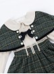 College Style Spring Retro Elegant Plaid Cloak Siamese Fake Three-Piece Design School Lolita Long-Sleeved Dress