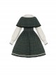 College Style Spring Retro Elegant Plaid Cloak Siamese Fake Three-Piece Design School Lolita Long-Sleeved Dress