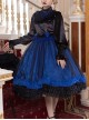 Lonely Laura Series Elegant Mysterious Jacquard Detachable Blue Rose Bowknot Lace Petal Hem Design Gothic Lolita Long Sleeve Dress