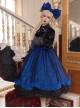 Lonely Laura Series Elegant Mysterious Jacquard Detachable Blue Rose Bowknot Lace Petal Hem Design Gothic Lolita Long Sleeve Dress