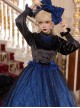 Lonely Laura Series Elegant Mysterious Jacquard Detachable Blue Rose Bowknot Lace Petal Hem Design Gothic Lolita Long Sleeve Dress