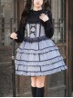 Foggy Moon Series Black Lace Decoration Gray Blue Three-Stage Ruffle Stitching Hem Classic Lolita Sleeveless Dress