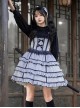 Foggy Moon Series Black Lace Decoration Gray Blue Three-Stage Ruffle Stitching Hem Classic Lolita Sleeveless Dress