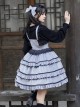 Foggy Moon Series Black Lace Decoration Gray Blue Three-Stage Ruffle Stitching Hem Classic Lolita Sleeveless Dress