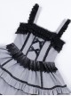 Foggy Moon Series Black Lace Decoration Gray Blue Three-Stage Ruffle Stitching Hem Classic Lolita Sleeveless Dress