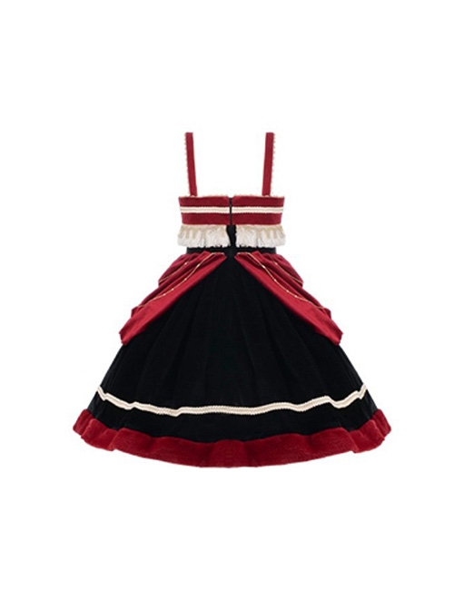 K Series Baroque Red Velvet Classical Detachable Chain Gemini Gothic Lolita Sleeveless Dress