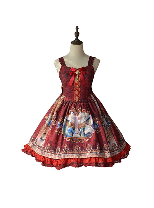 Prophetic Poem Series Multicolor Vintage Cotton Print JSK Classic Lolita Sleeveless Dress