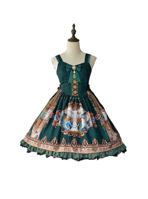 Prophetic Poem Series Multicolor Vintage Cotton Print JSK Classic Lolita Sleeveless Dress