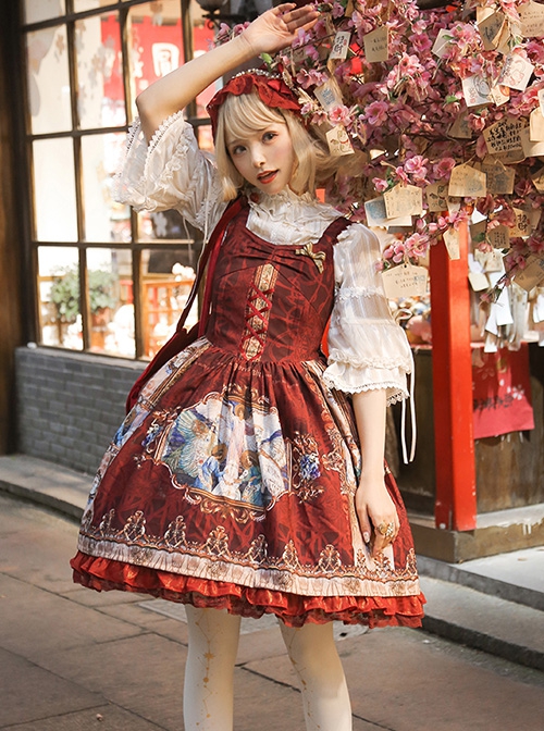 Prophetic Poem Series Multicolor Vintage Cotton Print JSK Classic Lolita Sleeveless Dress