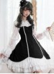 Retro Elegant Black-White Doll Collar Stitching Semi-Transparent Lotus Root Sleeve Lace Hem Classic Lolita Long-Sleeved Dress