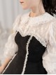 Retro Elegant Black-White Doll Collar Stitching Semi-Transparent Lotus Root Sleeve Lace Hem Classic Lolita Long-Sleeved Dress