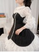 Retro Elegant Black-White Doll Collar Stitching Semi-Transparent Lotus Root Sleeve Lace Hem Classic Lolita Long-Sleeved Dress