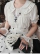 White Everyday Cute Transparent Love Button Puff Sleeve Lace Classic Lolita Short Shirt