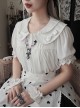 White Everyday Cute Transparent Love Button Puff Sleeve Lace Classic Lolita Short Shirt