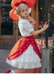 Solid Color Love Print Handmade Beads Ribbon Ruffled Bow-Knot Apron Cute Sweet Lolita Skirt