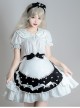 Solid Color Love Print Handmade Beads Ribbon Ruffled Bow-Knot Apron Cute Sweet Lolita Skirt