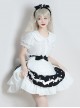 Solid Color Love Print Handmade Beads Ribbon Ruffled Bow-Knot Apron Cute Sweet Lolita Skirt