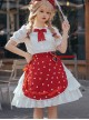 Solid Color Love Print Handmade Beads Ribbon Ruffled Bow-Knot Apron Cute Sweet Lolita Skirt