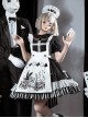 Strange Rabbit Series Cute Maid Style Rabbit Embroidered Apron Striped Hem Gothic Lolita Short Sleeve Dress