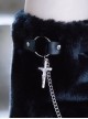 Black Plush Autumn Winter Warm Cross Metal Chain Decoration Cool Girl Punk Lolita Leg Covers