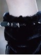 Black Plush Autumn Winter Warm Cross Metal Chain Decoration Cool Girl Punk Lolita Leg Covers