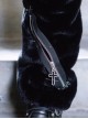Black Plush Autumn Winter Warm Cross Metal Chain Decoration Cool Girl Punk Lolita Leg Covers