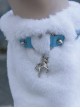 Punk Metal Rivet Metal Chain Pin Trim Blue Leather White Plush Punk Lolita Leg Covers