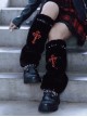 Red Cross Embroidery Pins Trim Leather Punk Lolita Leg Covers