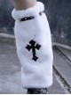 Handmade Autumn Winter Warm Cross Embroidered White Plush Cool Punk Lolita Leg Covers