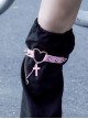 Heart Cutout Pink Leather Rivets Decoration Sweet Cool Bow-Knot Punk Lolita Leg Covers