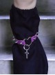 Purple Studs Leather Metal Chain Decor Cool Girls Punk Lolita Leg Covers