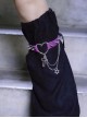 Purple Studs Leather Metal Chain Decor Cool Girls Punk Lolita Leg Covers