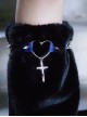 Autumn Winter Warm Black Plush Hollow Love Rivets Leather Cross Metal Chain Punk Lolita Leg Covers