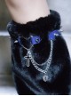 Autumn Winter Warm Black Plush Hollow Love Rivets Leather Cross Metal Chain Punk Lolita Leg Covers