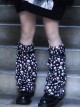 Black Skull Print Leather Halloween Rock Punk Lolita Leg Covers