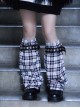 Black-White Plaid Leather Buckle Handmade Dark Punk Lolita Leg Covers