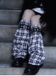 Black-White Plaid Leather Buckle Handmade Dark Punk Lolita Leg Covers