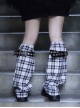 Black-White Plaid Leather Buckle Handmade Dark Punk Lolita Leg Covers