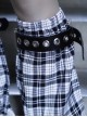 Black-White Plaid Leather Buckle Handmade Dark Punk Lolita Leg Covers