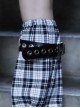 Black-White Plaid Leather Buckle Handmade Dark Punk Lolita Leg Covers