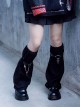 Simple Black Leather Metal Chain Decoration Cross Fall Winter Warm Punk Lolita Leg Covers